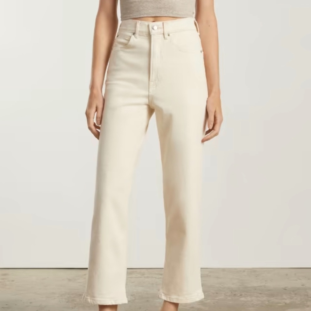 Everlane High-Waist Straight Leg Cream Jeans- Size 28 - Picture 6 of 16